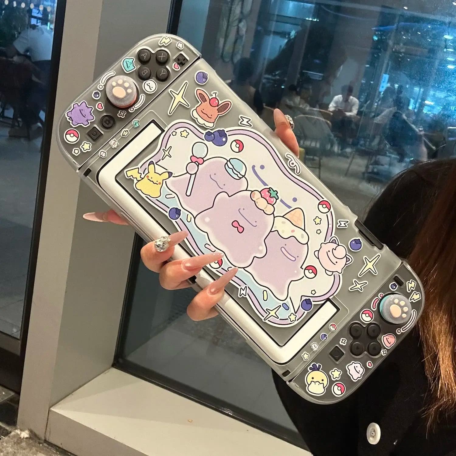 Custodia Protettiva Trasparente Anime Carina per Nintendo Switch 2/OLED, Cover Rigida Staccabile per Joy-Con, Accessorio per Dock