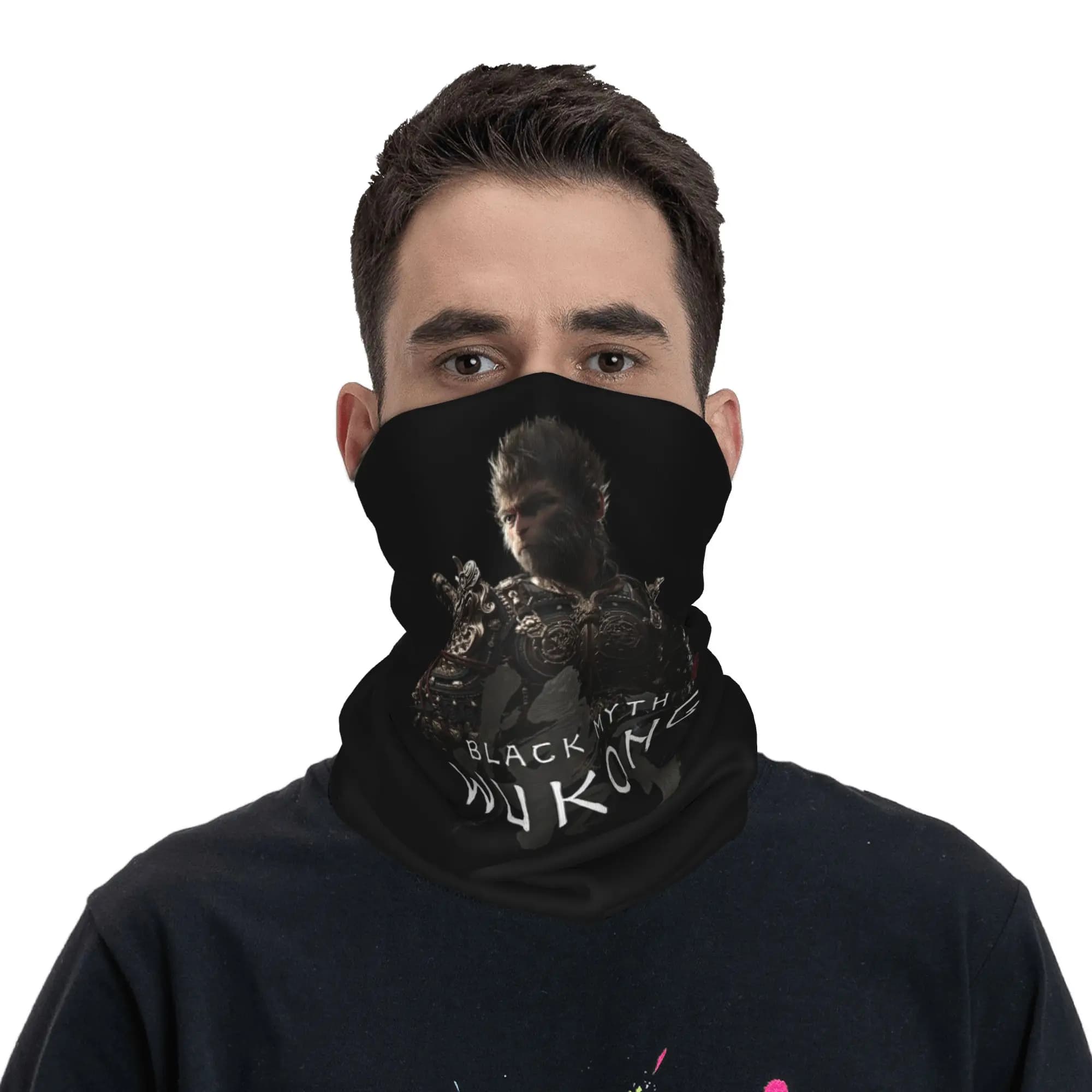 Black Myth Wukong Bandana Scaldacollo Stampato, Sciarpa per il Viso, Maschera Antivento Unisex per Sport all'Aperto