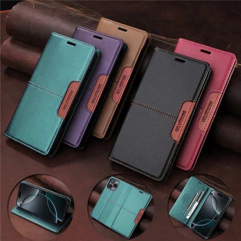 Custodia a Portafoglio Magnetica Antifurto in Pelle per Xiaomi Redmi Note 15 Pro 4G Note15 15Pro Plus 5G con Porta Carte e Funzione Libro
