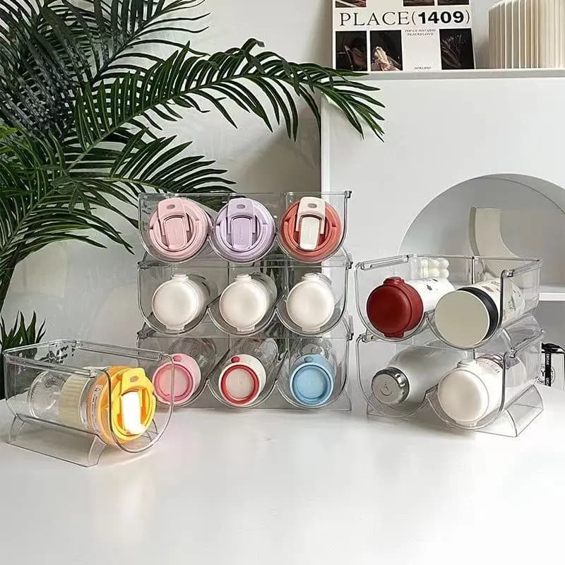Stackable Clear Water Cup Storage Rack Multilayer Bottle Organizer Desktop Mug Tumbler Display Holder
