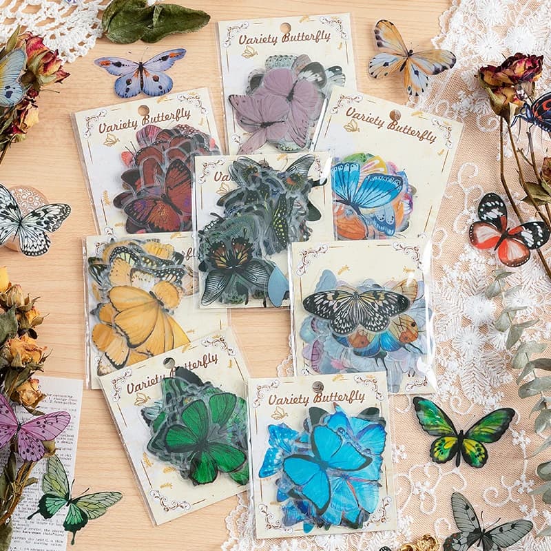 40 pz varietà farfalla adesivi decorativi di cancelleria materiale carino adesivo Scrapbooking etichetta diario tazza telefono Journal Planner