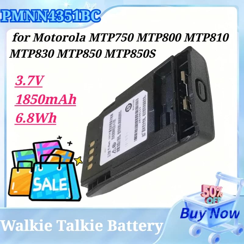 Batteria PMNN4351BC 3.7V 1850mAh 6.8Wh per Walkie Talkie Motorola MTP750 MTP800 MTP810 MTP830 MTP850 MTP850S, Batteria Ricaricabile