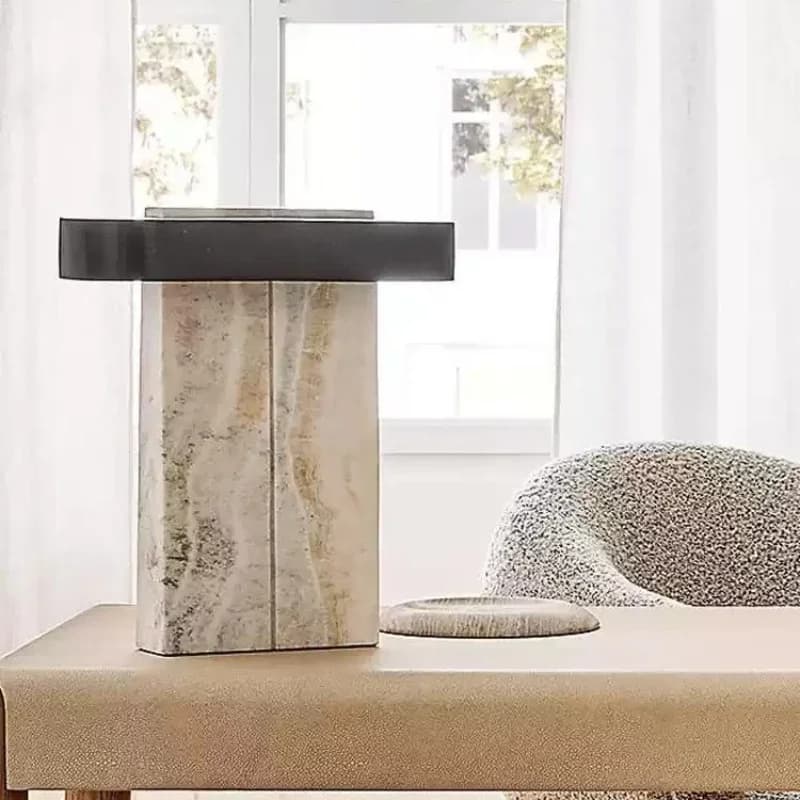 Per lampada da scrivania moderna in pietra bianca per soggiorno Decorazioni per la casa Lampada da tavolo con lampadina a LED nera creativa nordica spagnola di design