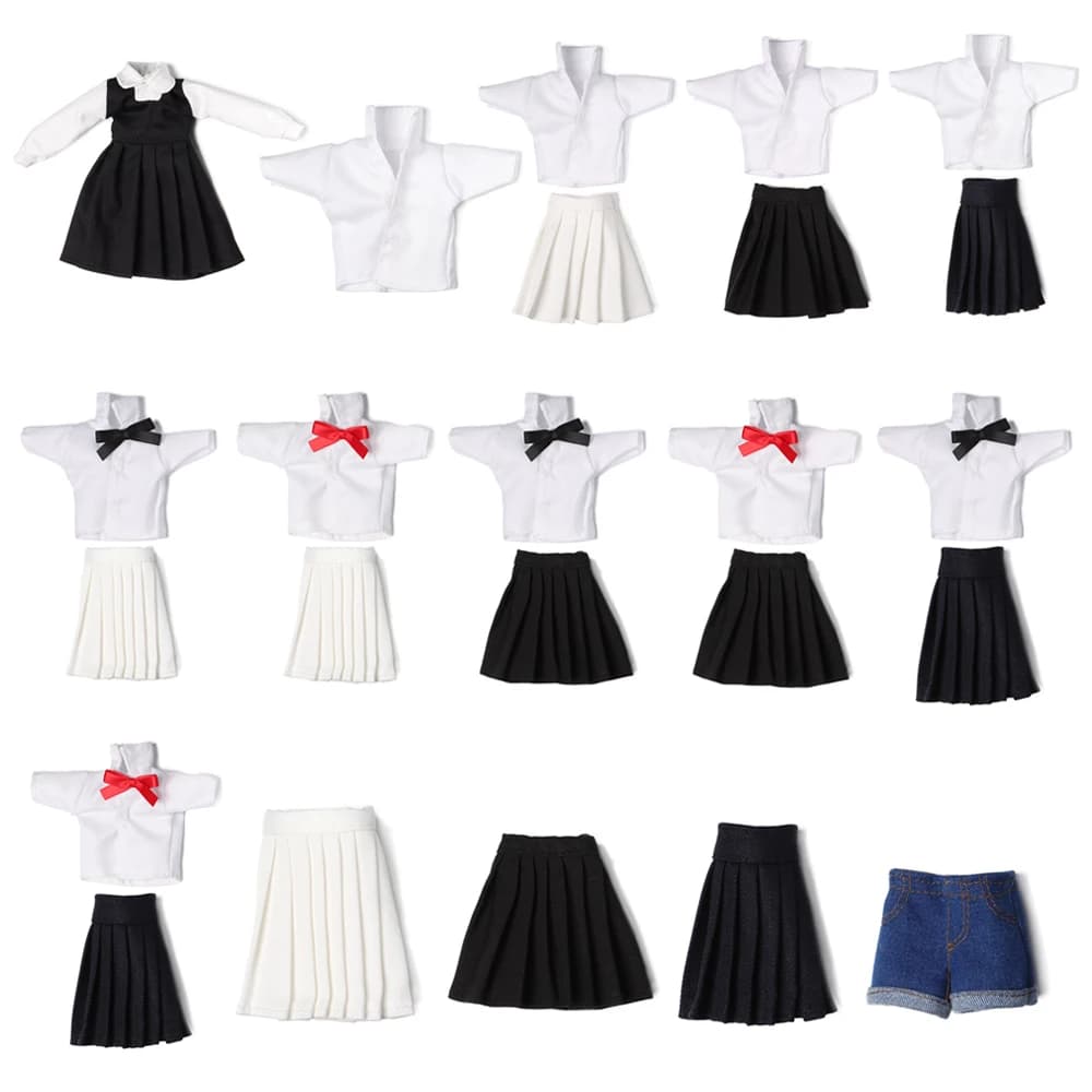30 CENTIMETRI Vestiti Per Bambole Stile Navy Magliette e camicette Camicia Casual Gonne A Pieghe Uniforme Scolastica Delle Signore Vestito A Fiore Per 1/6 Bambole Bjd Accessori