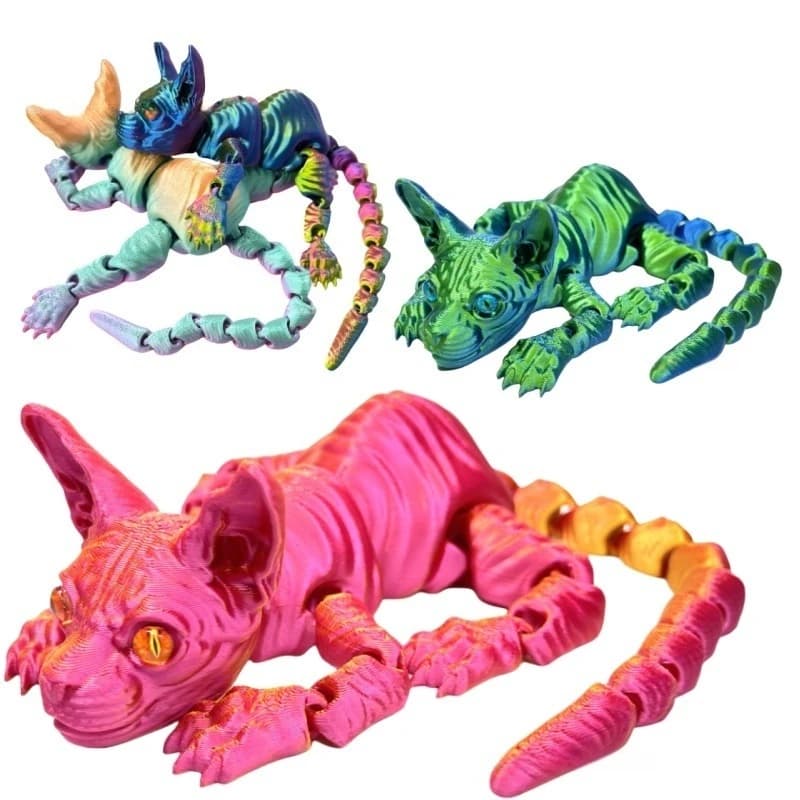 3D Stampato Sphynx Gatto Animali Giocattolo Realistico Figurina Senza Peli Articolato Gatto Agitarsi Giocattolo per Gli Amanti dei Gatti Collezionista Decorazioni per la Casa