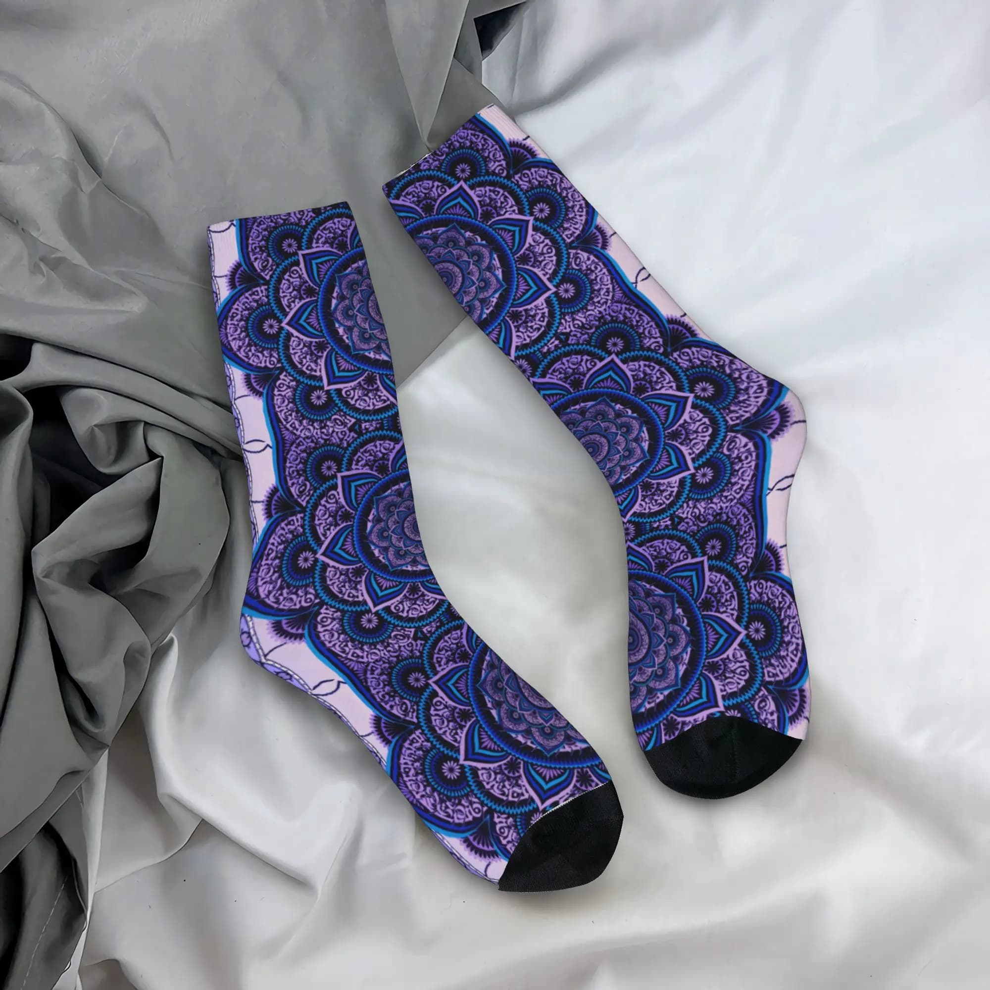 Calzini Mandala con stampa personalizzata per donna e uomo, calzini elasticizzati Boho per l'estate, l'autunno e l'inverno
