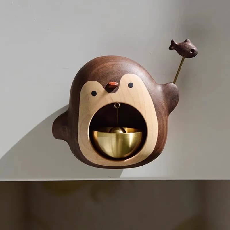 Penguin and Crab Wind Chime with Cute Doorbell for Home Entrance Moving Gift Dopamine Style Healing Decoration Hanging