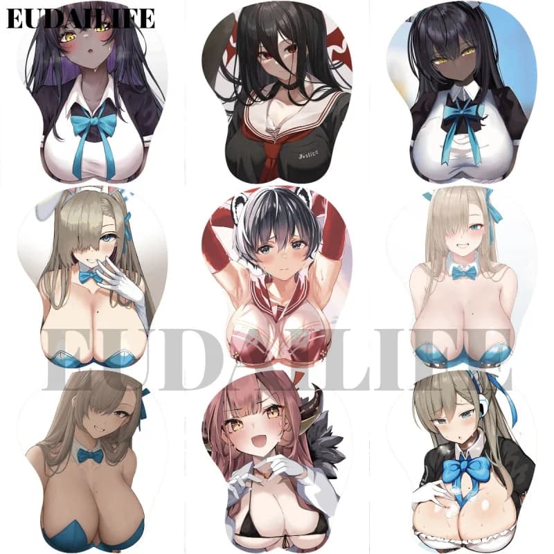 Asuna Tsubaki 3D Mousepad Blu Archivio Mano Poggiapolsi Mouse Pad Mousepad Silicone Oppai Morbido Mouse Zerbino Lavoro d'ufficio Otaku Regalo