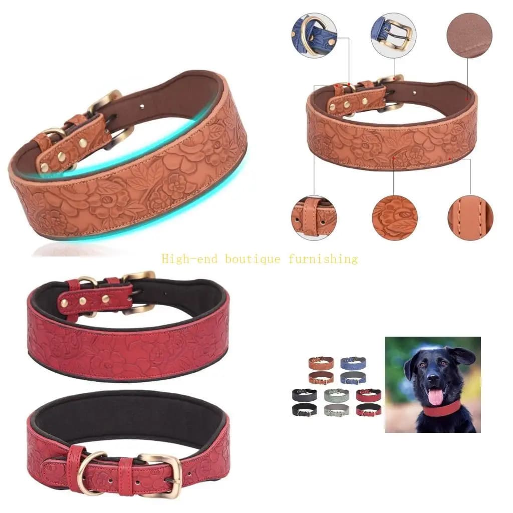 Collar imbottito cani in pelle L9nb per cani imbottiti per cani grandi dimensioni Collari regolabili grandi razze in in
