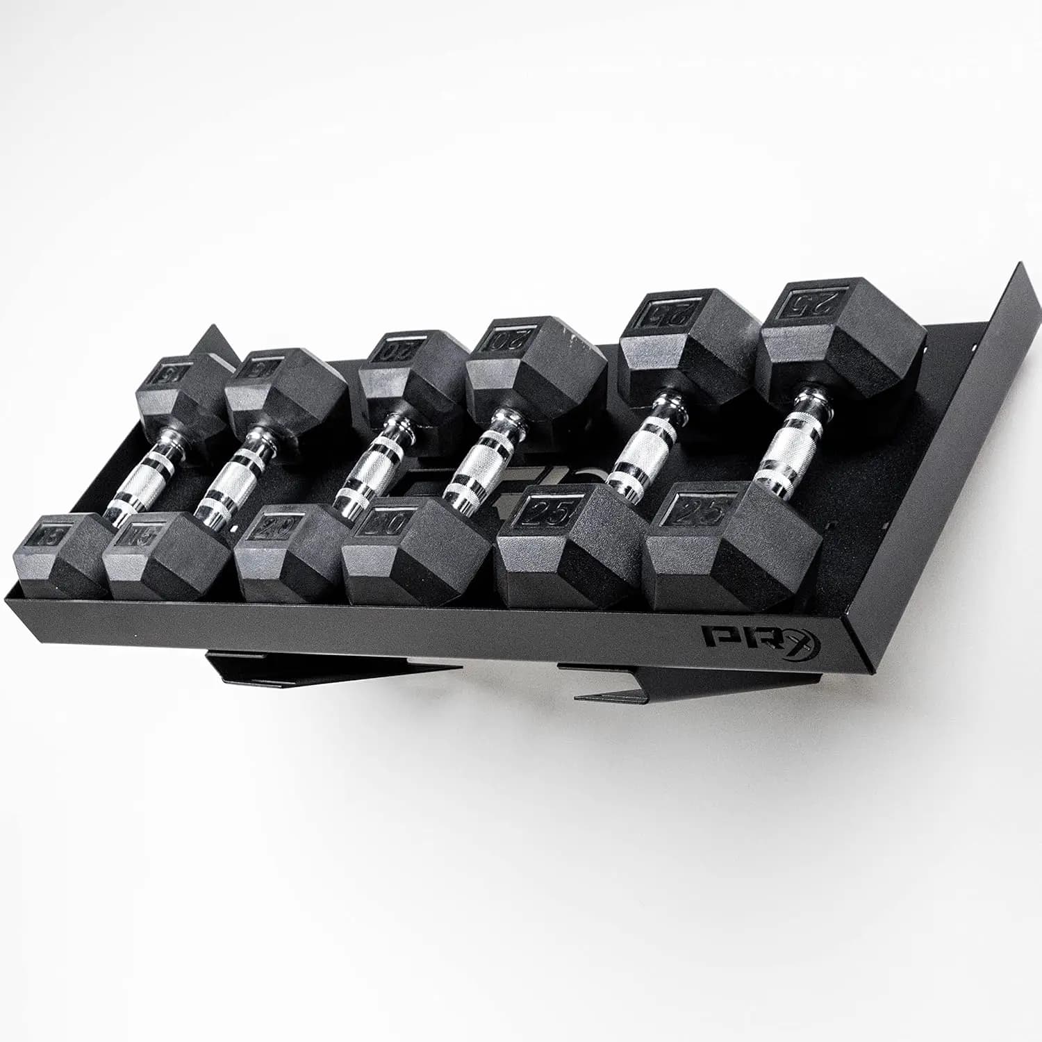 Dumbbell Storage Shelf USA Made Steel Wall Mounted Weight Rack Organizer for Home Gym Kettlebells Mobility Bands, Custom