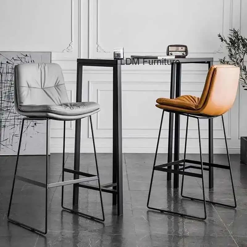 Nordic Metal Bar Chairs for Bars Waterproof Back Pillow Thickness High Stool Light Luxury Simple Bar Chair For Home For Bar