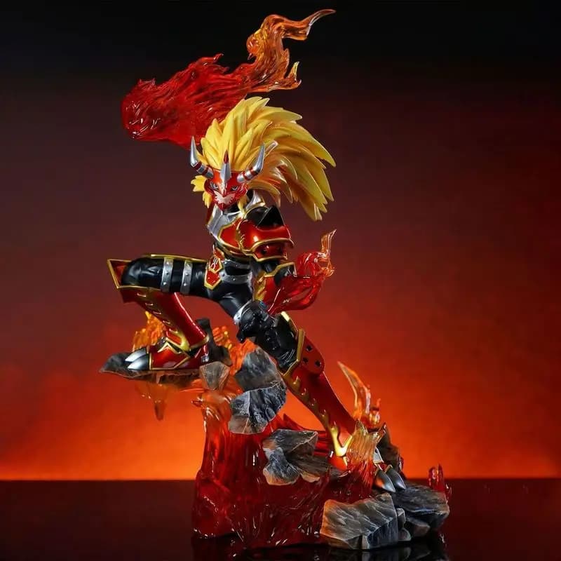 Digimon Agunimon Fire Warrior Statuetta Anime in PVC, Modellino da Collezione, Decorazione da Scrivania, Giocattolo Trendy, Merchandising Anime per Adulti