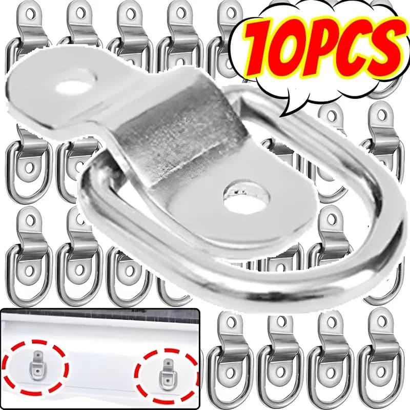 1-10PCS D Rings Tie Down Anchors Ring Pull Hook Stainless Steel Lashing Ring Load Fit for Car Boat Cargo Trailer Vehicles RV Van