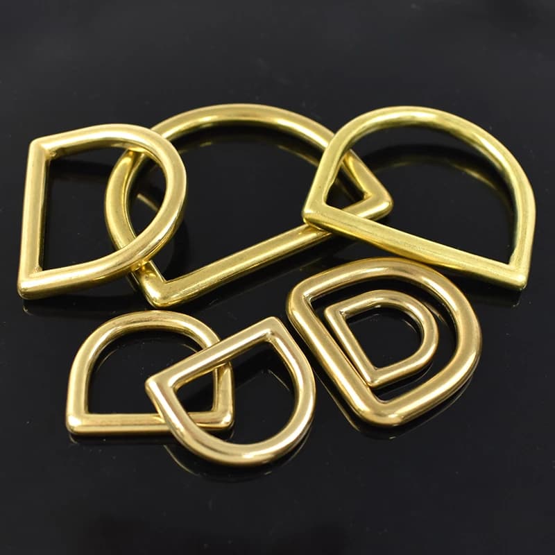 10 Pezzi Anelli a D in Ottone Massiccio da 13-44mm, Fibbie a D per Collari di Cani, Chiusure a Gancio per Cinghie di Borse, Accessori Fai-da-Te per Lavorazione del Cuoio