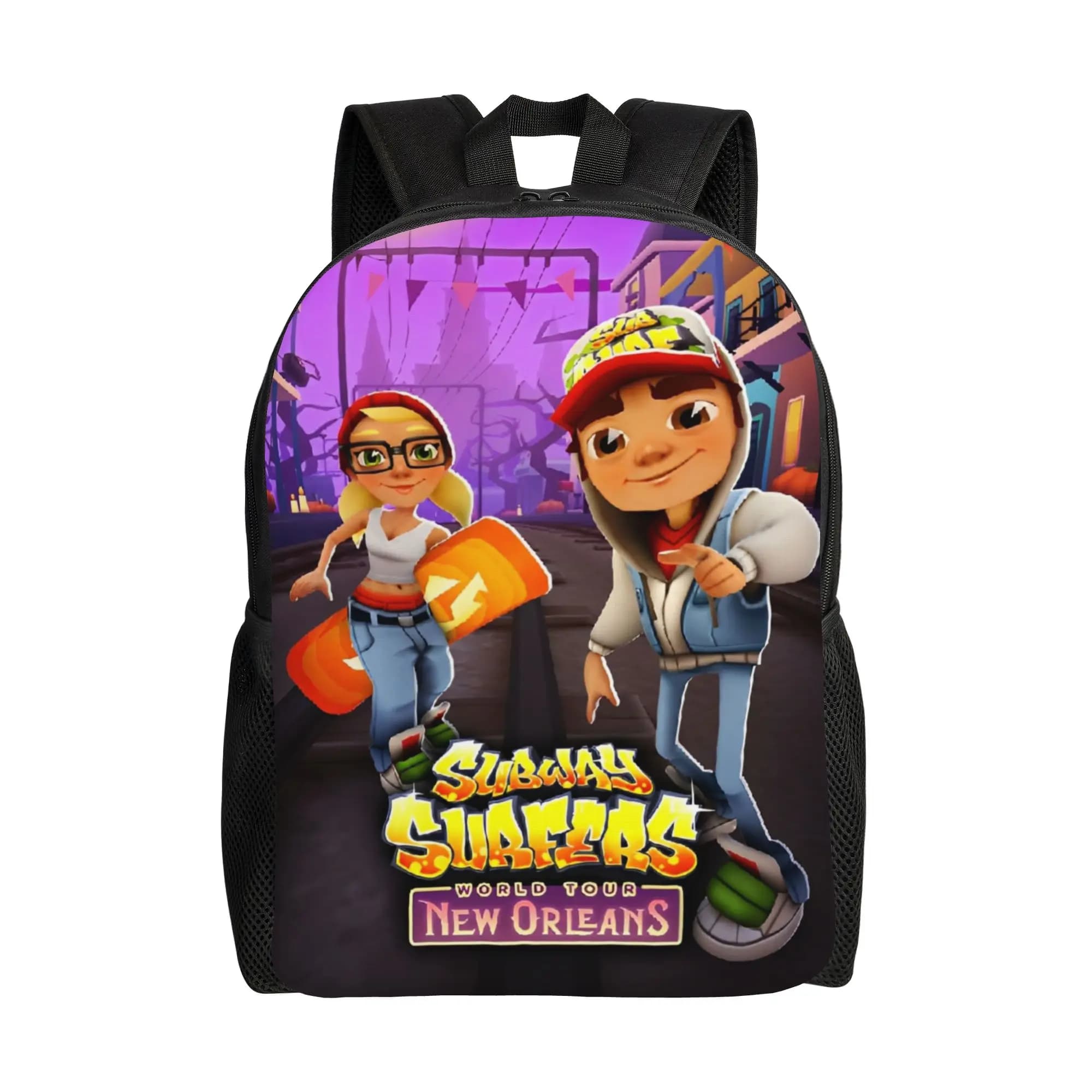 Zaino Subway Surfers per uomo e donna, zaino da lavoro per la scuola superiore, borse in tela per laptop New Orleans con tasca