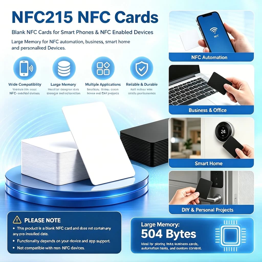 20/10PCS NFC215 Black White Cards Rewritable NFC NT-AG215 PVC Cards Blank Easy Convenient Programmable NFC Business Card