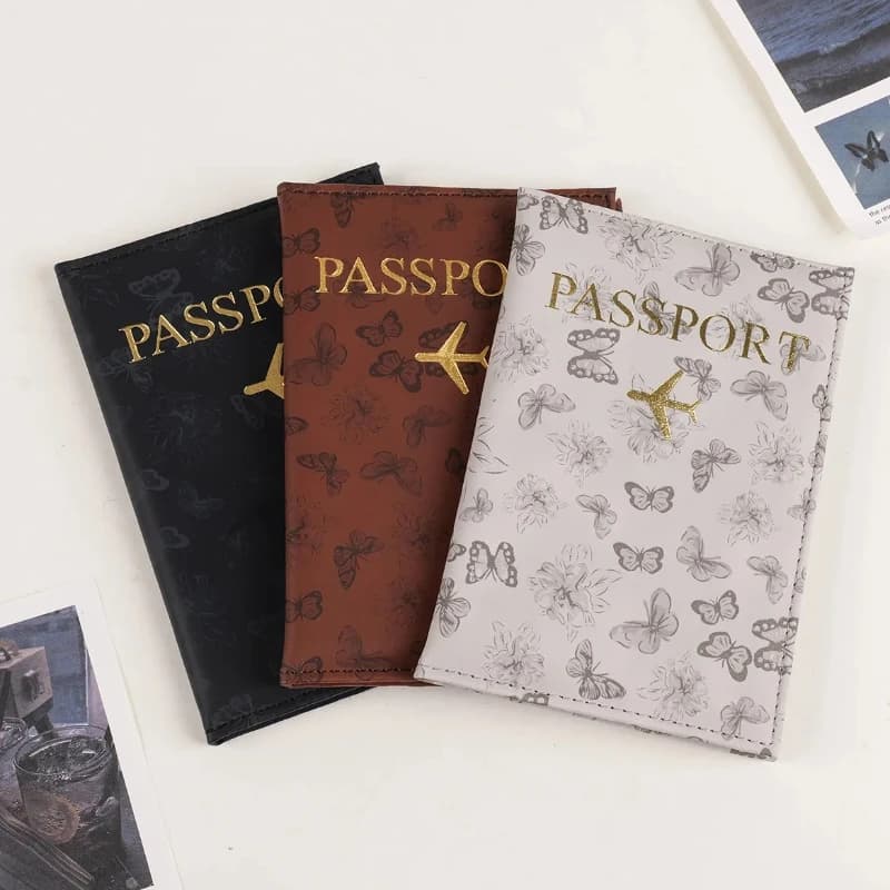 Elegante custodia per passaporto in pelle PU con farfalla Accessori da viaggio Custodia protettiva da 1 pezzo
