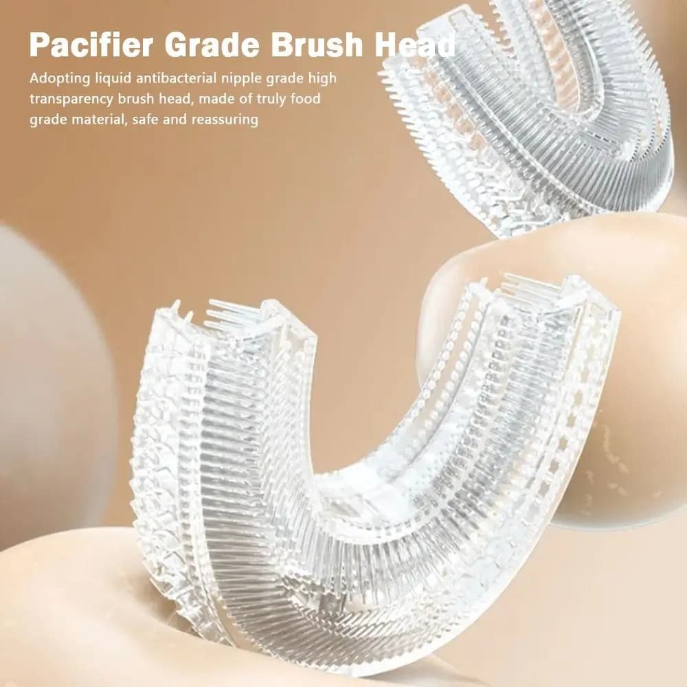 Electric Brush with U-shaped Silicone Head for 360 degree Cleaning, Rechargeable and Waterproof Children's Brush