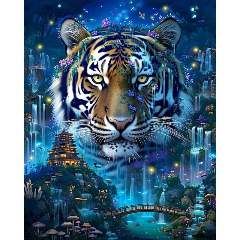 SDOYUNO Full Square Round Diamond Embroidery Animals Owl Cross Stitch 5D Diamond Painting Fantasy Tiger Mosaic Home Decoration