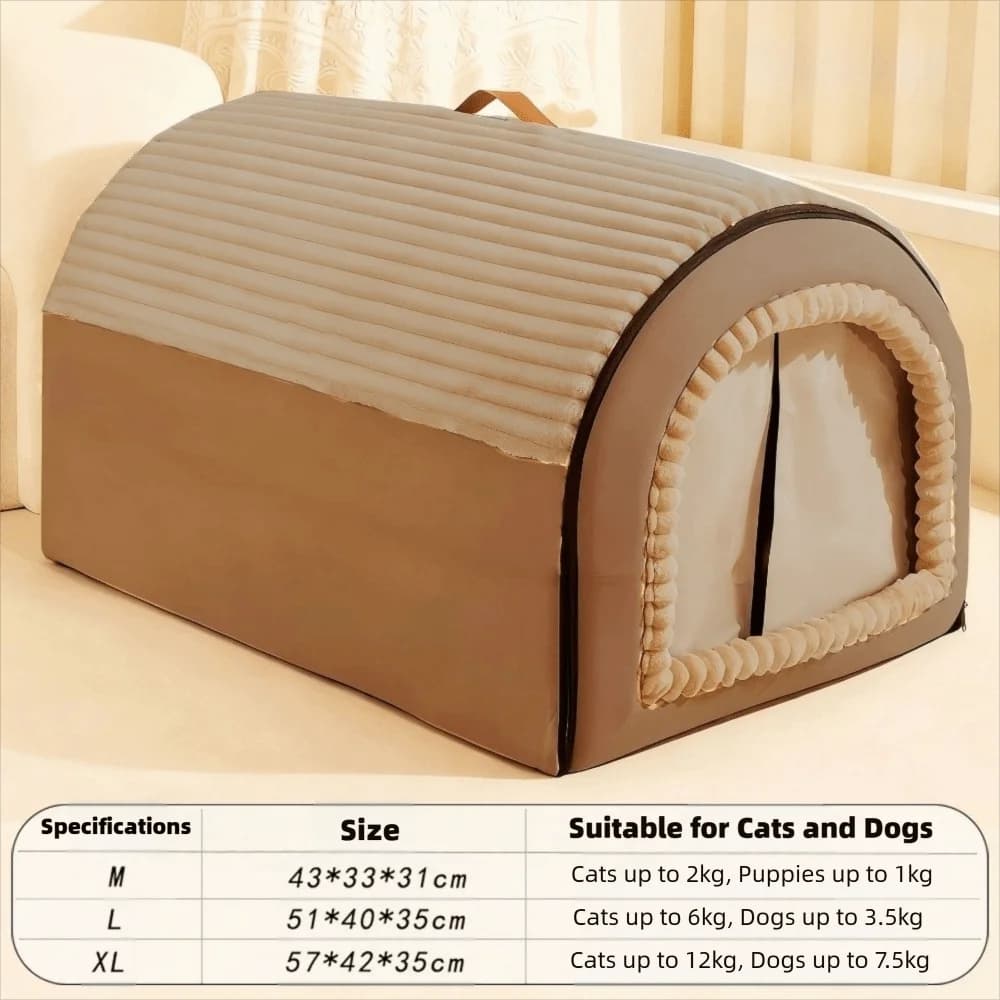 Casa per animali chiusa invernale Letto per cani lavabile staccabile e letto per gatti Tenda morbida e calda per dormire accogliente per piccoli animali