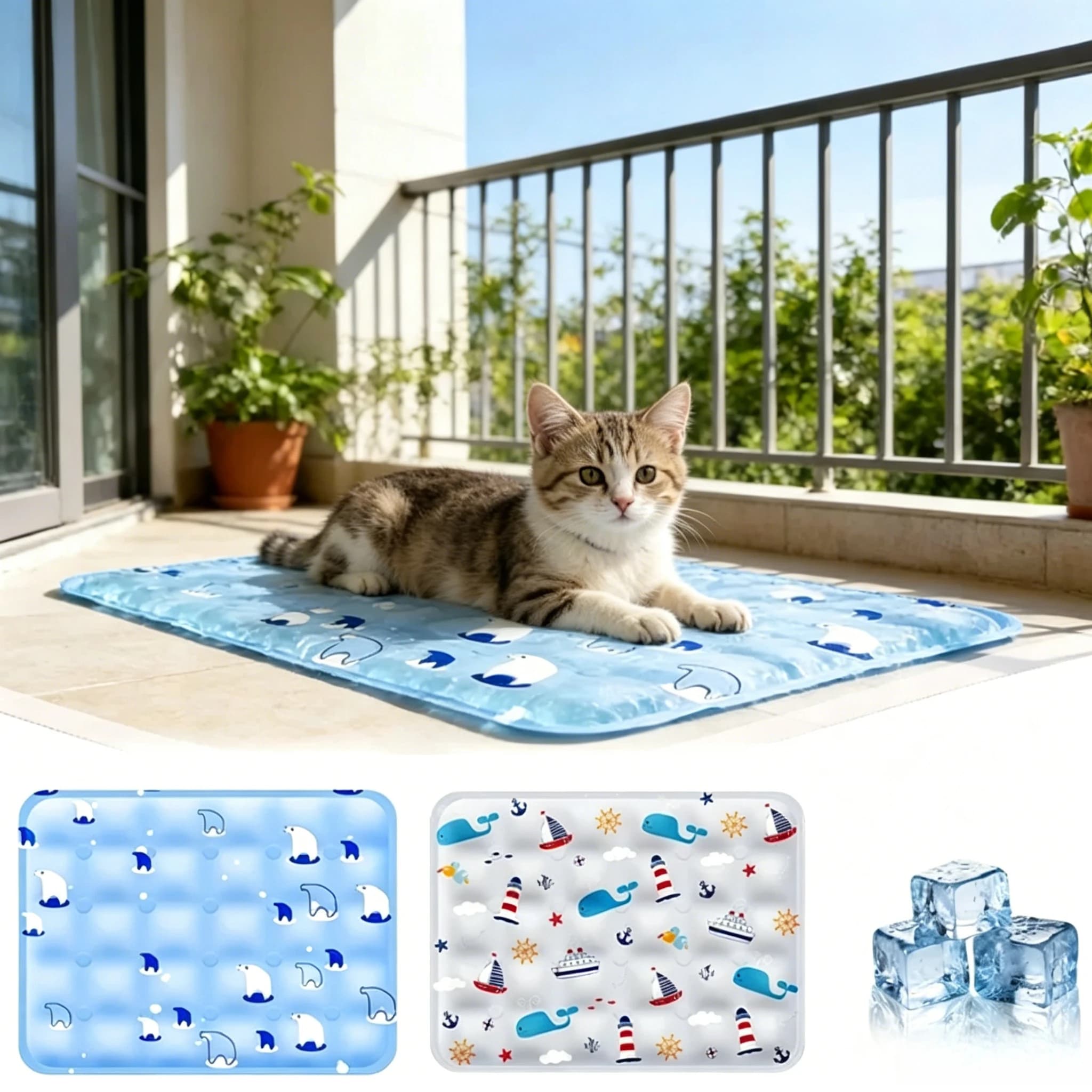 Ice Silk Self Cooling Pet Mat for Dogs Cats Portable Summer Cold Bed Pad Reusable Cooling Sleeping Mat for Small Medium Animals