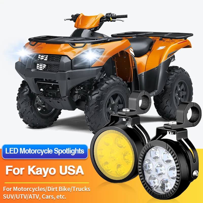 1 Set LED Motorcycles Headlight 2-Color Fog Light Spotlight Off Road for Kawasaki KFX50/KFX90/KLR650/KLR650 S/KLX110R/KLX110R L