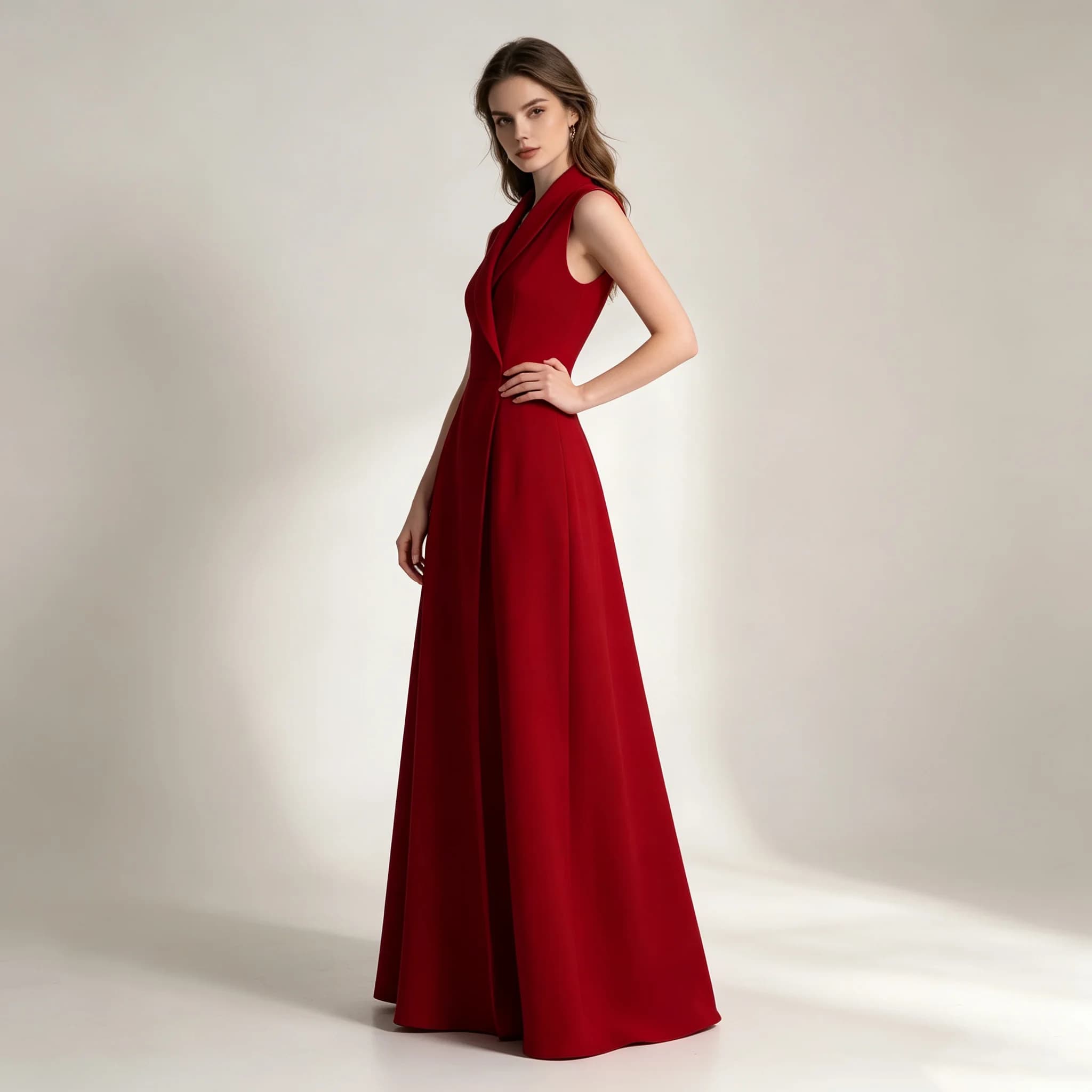 MsChuh Women's Evening Dress Elegant Trendy Sleeveless Luxury Minimalist Dress Solid Color Summer High Waist Long Dress Vestidos
