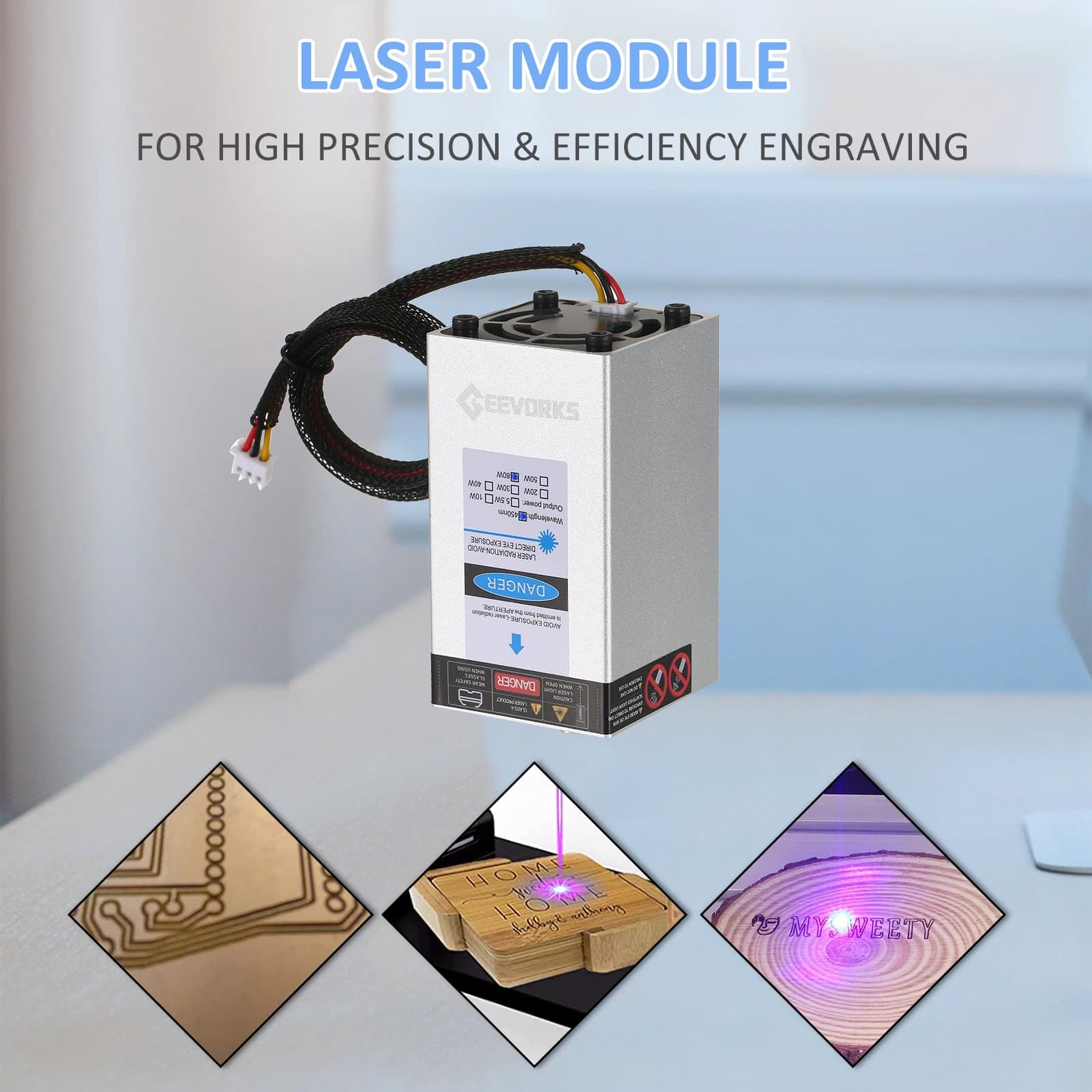 Laser Module 80W 40W 450nm Laser Head for Engraving Adjustable focal length for laser engraving machine CNC router cutting machine