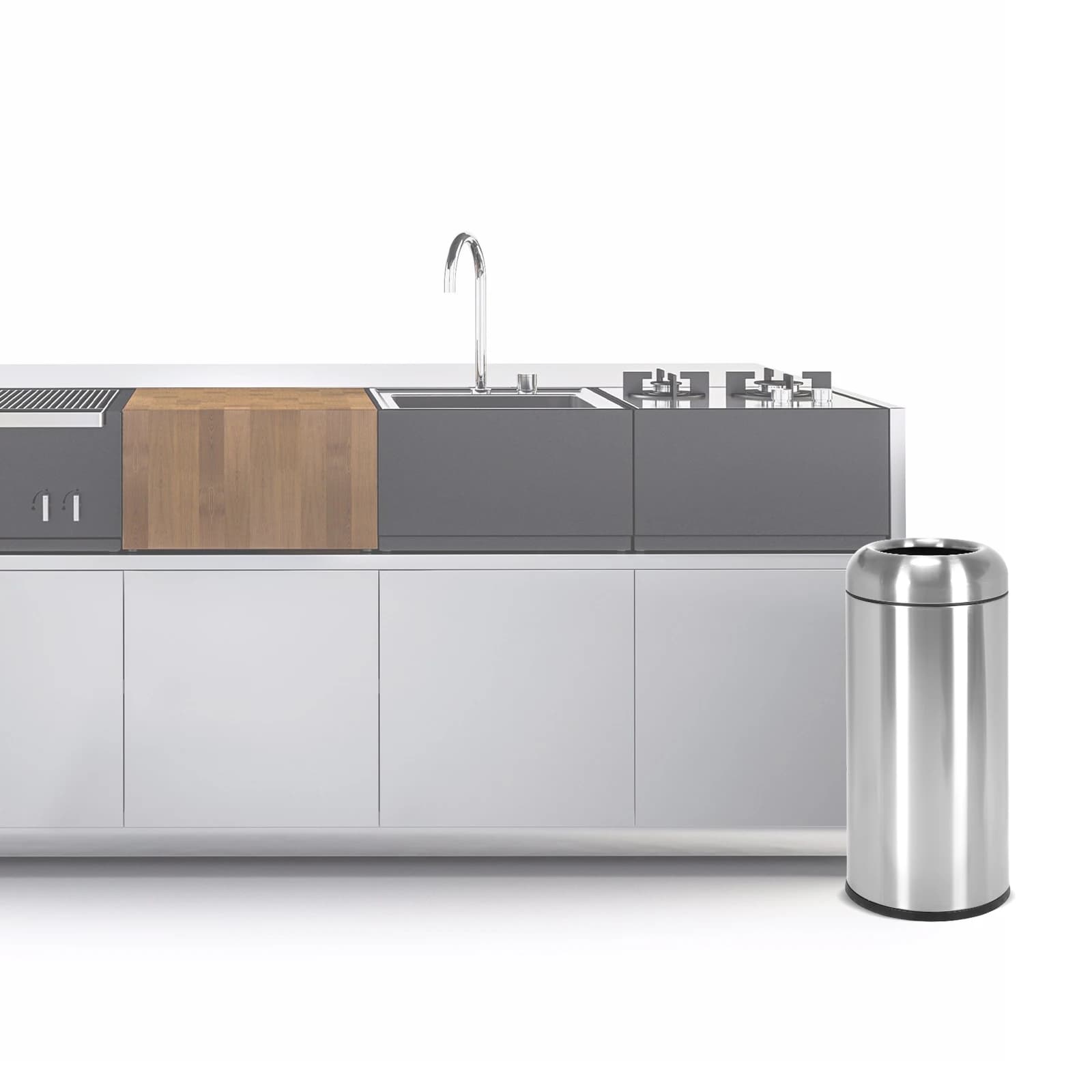 Bidone della Spazzatura Commerciale da 16 Galloni con Coperchio Staccabile, Contenitore Rotondo per Rifiuti da Esterno Resistente all'Usura per Casa/Ufficio/Ristorante/Bagno