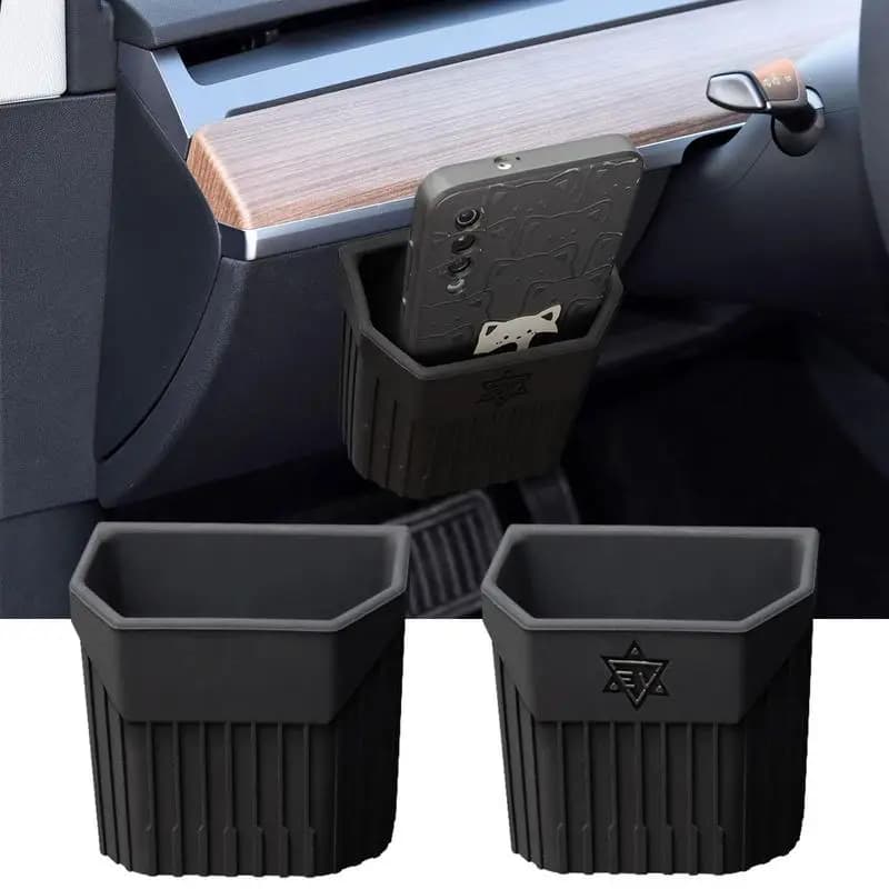 Per Tesla Model 3 / Y Dashboard Mini Storage Box pattumiera in Silicone per Tesla Car Phone Case Silent Sticky Auto Storage Pocket