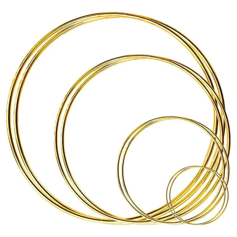 Limited Stock-FF 8Pcs Metal Floral Hoop Wreath-Macrame Gold Hoop Rings For Wedding Decor And DIY Dream Catcher Wall Hanging Craf