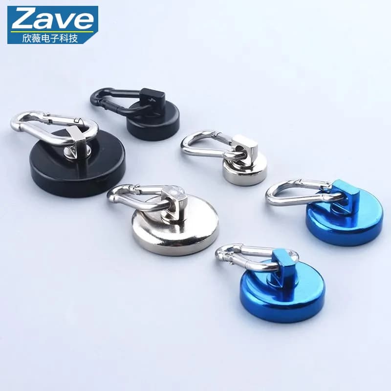 Gancio magnetico multifunzionale per carichi pesanti e ventosa magnetica - 360 ° Moschettone con magnete al neodimio girevole (magnete a pentola)