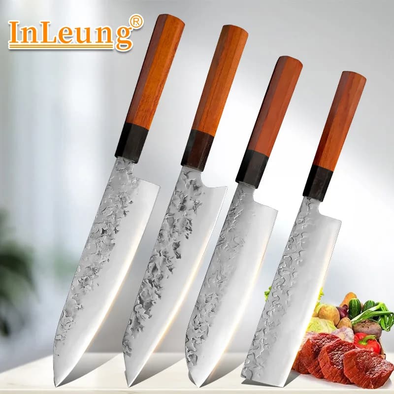 Premium Hand Forged Japanese Chef Knife Stainless Steel Kitchen Knife Wood Handle Sharp Sashimi Meat Vegetable Cutter Cooking