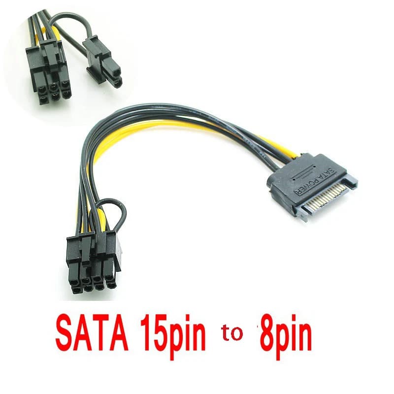 SATA 15PIN a 8Pin 6 + 2 Cavo Splitter Scheda grafica Linea di alimentazione Convertitore scheda video Adattatore cavo GPU 6PIN + 2PIN Estendi cavo