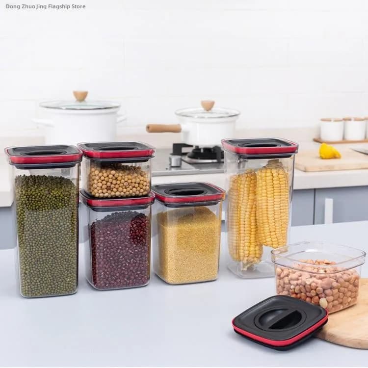 Contenitore Sigillato in Plastica Trasparente per Cucina, Casa, Alimenti, Cereali, Snack, Contenitore Sigillabile in Plastica per Alimenti