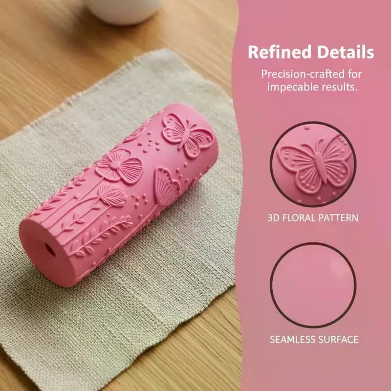 Floral Butterfly Texture Polymer Clay Roller Ceramic Seamless Escape Tool For DIY Creative Making Mold