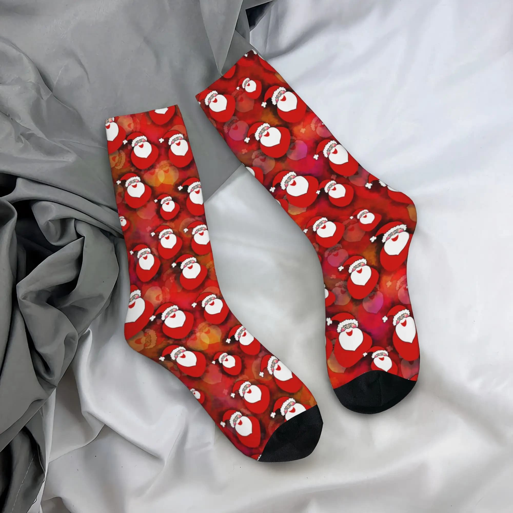 Custom Santa Clause Christmas Holiday Gifts Dress Socks Mens Womens Warm Fashion Novelty Crew Socks