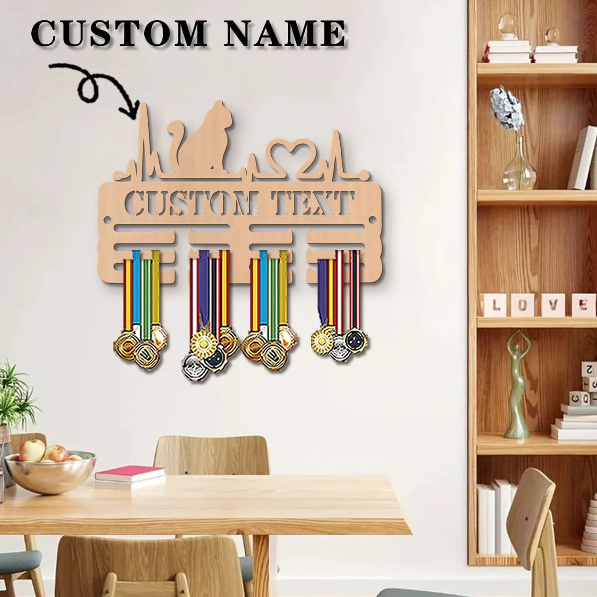 1 Piece Custom Wood Medals for Cats, Custom Display for Athletes Medals, Ideal Gift for Family and Friends