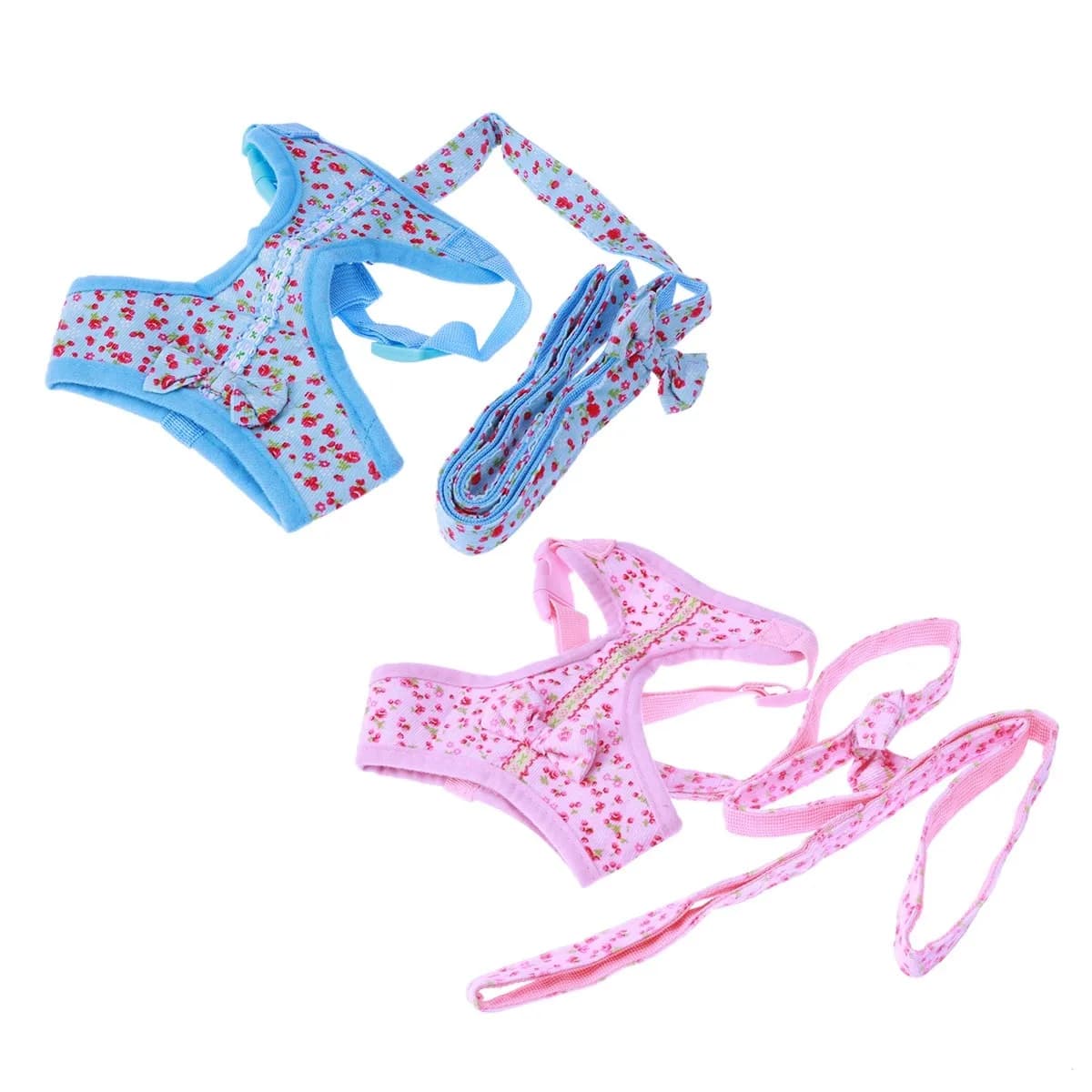 Floral Pattern Dog Harness and Leash Set Lightweight Cotton Mesh Vest for Small Medium Dogs Chihuahua Poodle Gentleman