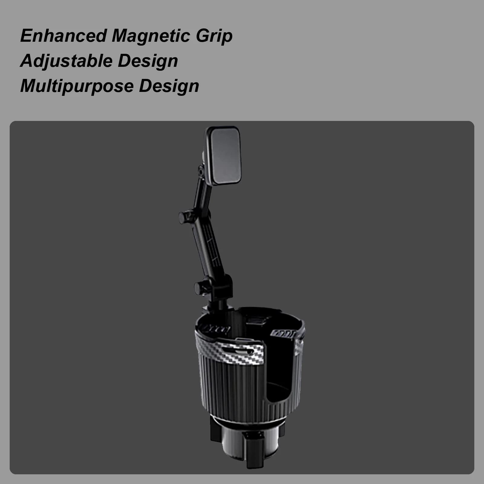 Supporto per telefono da auto 2-in-1 regolabile con supporto magnetico per cellulare, da inserire nel portabicchieri, per auto, veicoli e SUV