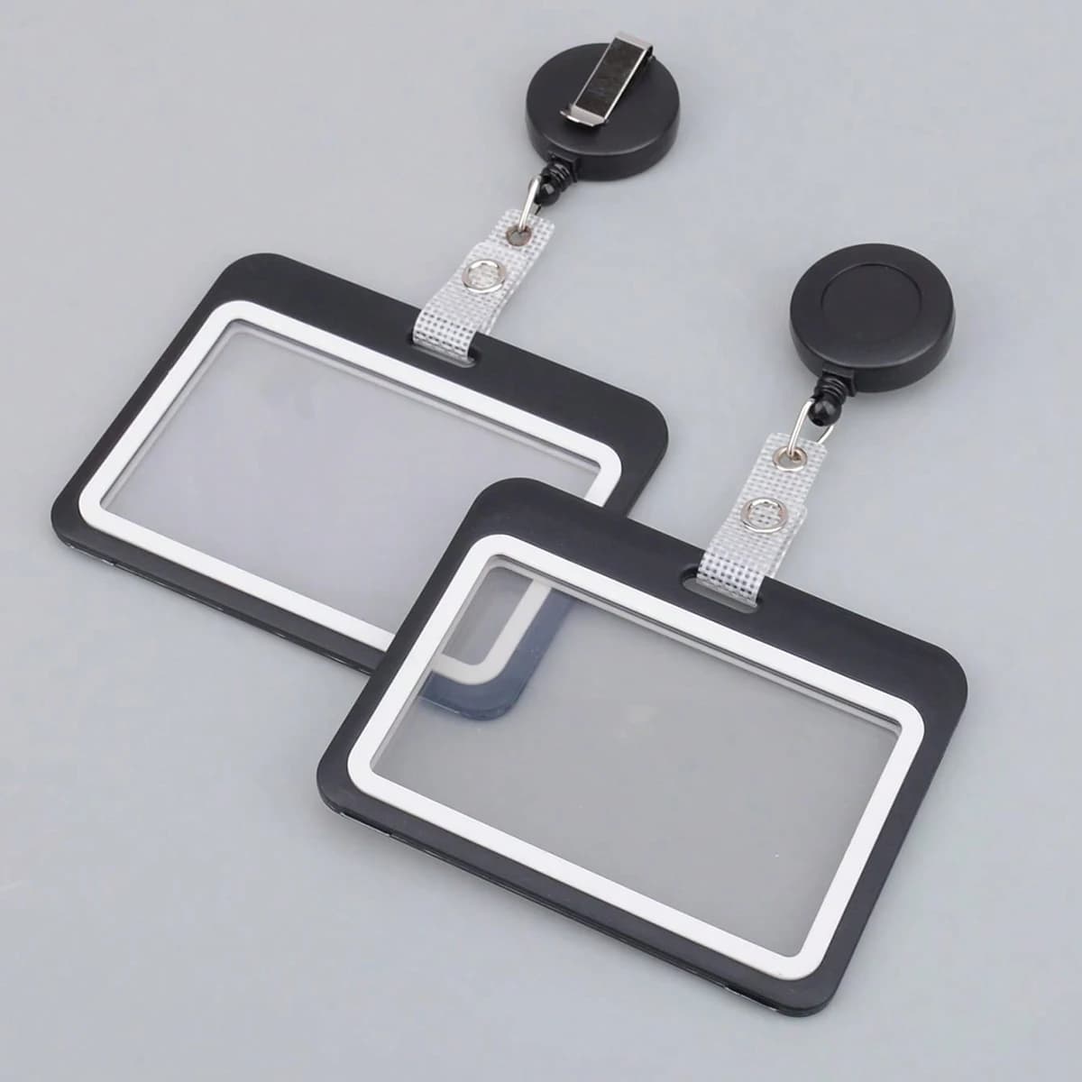 Retractable ID Card Holder Lanyard, Transparent Plastic Badge Reel Clip for Office Work ID Badges, Keychain, School Card