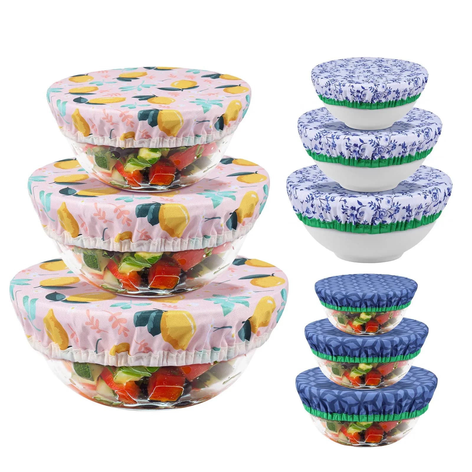 3 pezzi set di coperture per ciotole coperture per ciotole elastiche riutilizzabili coperture per piatti di 3 dimensioni copertura per contenitori per alimenti in tessuto di cotone per la cucina di casa