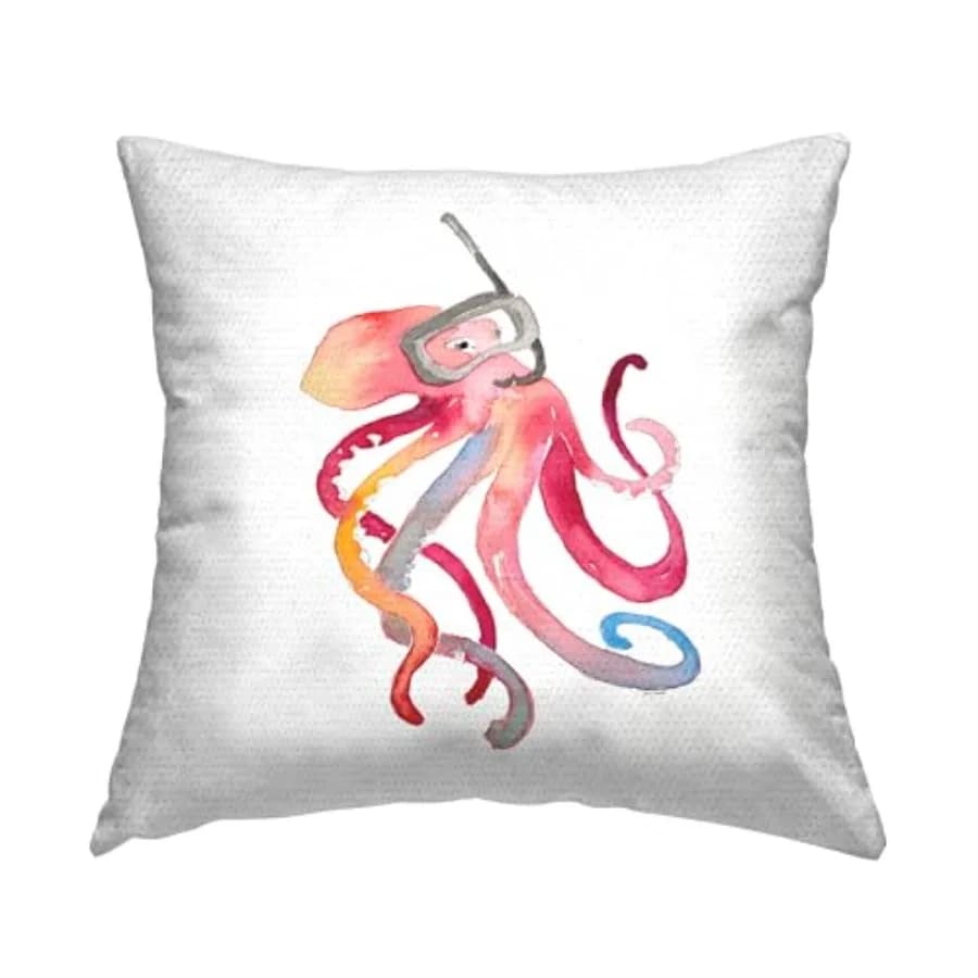 Cuscino decorativo stampato Octopus Outdoor con maschera da snorkeling 18 x 18 rosa