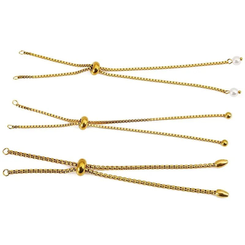 Set di 3 Pezzi in Acciaio Inox: Catena con Perline Regolabili e Terminali a Sfera per Creazione di Braccialetti e Accessori per Gioielli Fai-da-Te