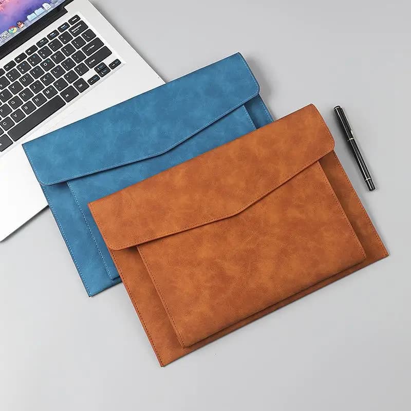 A4 PU Leather Document Bag Storage Bag Large Capacity Double-layer File Folder Business Official Briefcase