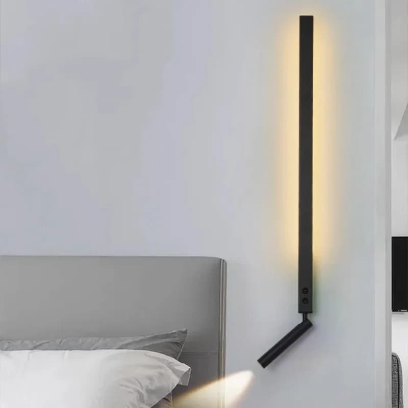 Simple Long Strip Rotatable Lamp Head Spotlight Wall Lamp Modern Bedroom Study Living Room Wall Corridor with Switch Wall Light