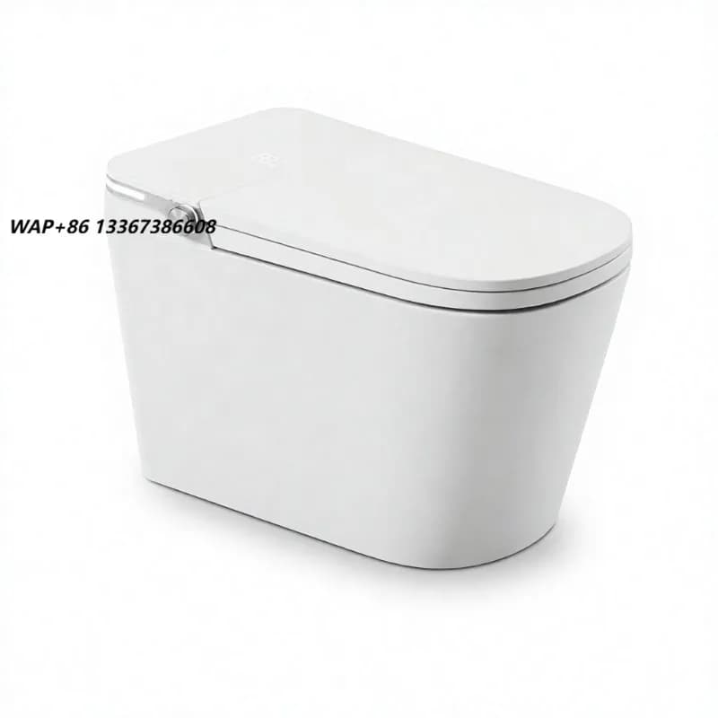 White Smart Toilet Square Bowl Floor Mounted Heated Seat Foot Sensor App Control P/S-Trap Compatible for Hotel Home Bathroom