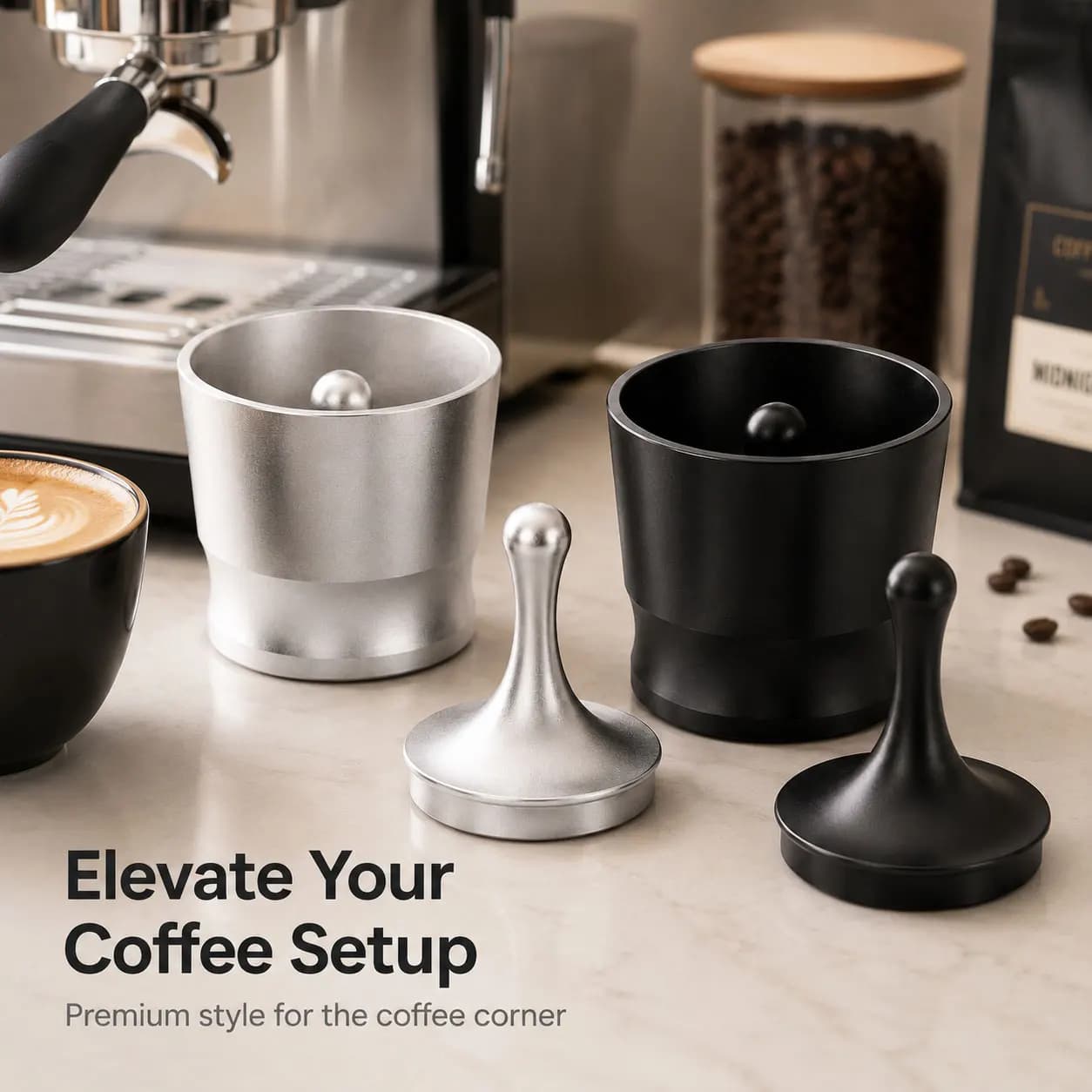 Coffee Powder Dosing Cup, 51-58mm Aluminum Alloy Dosing Rings Coffee Filter Holder Dosing CupCoffee Blind Shaker, For Espresso.