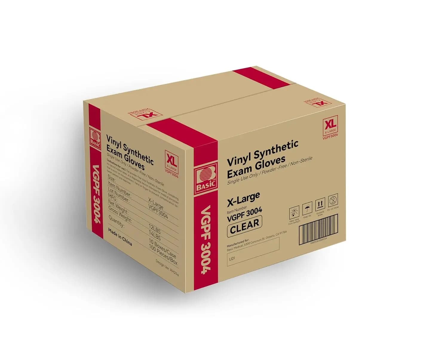 Guanti in Vinile Trasparente per Esami Medici, Senza Lattice e Senza Polvere, Extra-Large, Confezione da 1000 per Uso Medico