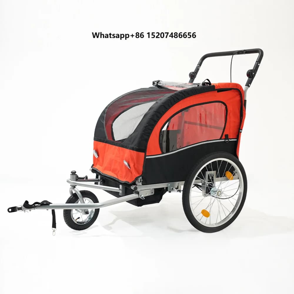 Foldable Pet Dog Bike Trailer Jogging Cart Breathable Mesh Safety Leash Steel Frame for Small Medium Large Dogs